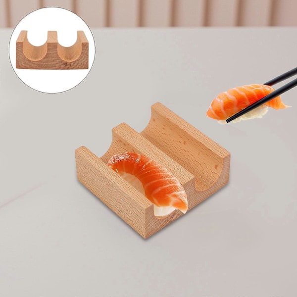 Håndrullet Sushi Holder Træ U-formet Sushi Stand Sushi Rack Sushi Serveringsstand (2-rums)