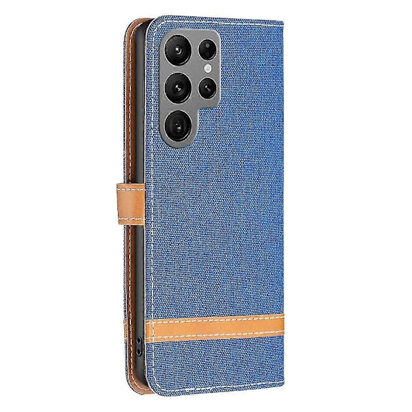 Til Samsung Galaxy S24 Ultra Etui Jeansstof Tegnebog Telefon Cover Azure Style D Samsung Galaxy S24 Ult