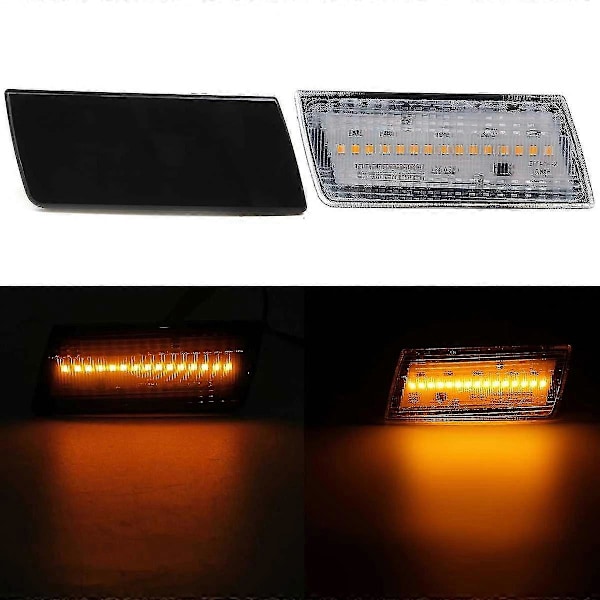2 st LED-sidomarkörljus Amber Front Bumper Blinkers för 300 300c 2005-2010 Rökfärgad Svart
