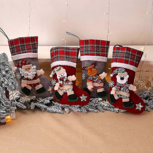 Julstrumpa Set 4 Delar Jultomte Stövlar Presentpåse