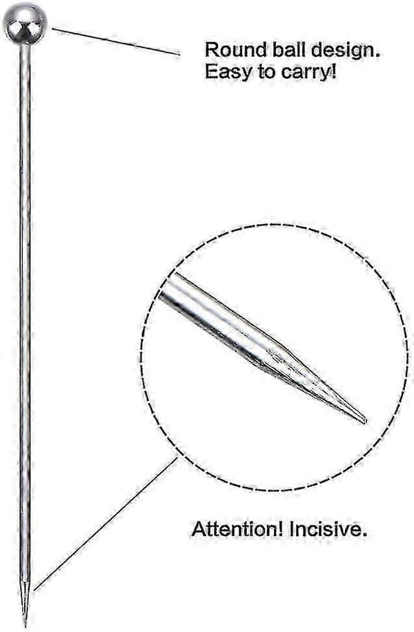 50 Cocktailpinner i rustfritt stål, Martini-pinner i metall, 10,9 cm