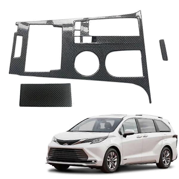 2 stk. Auto Kulfiber Central Gearskifte Panel Kontrolpanel Mærkat Interiør Modifikation Til Sienna