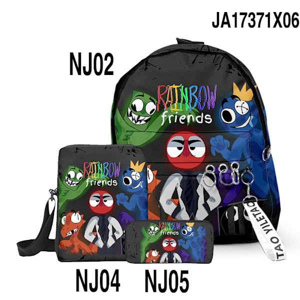 3 kpl Rainbow Friends -koululaukku, olkalaukku, lasten reppu style 13