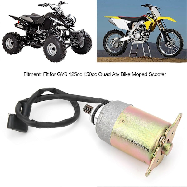 Motorsykkel Starter Motor 9 Tenner Stål Legering Kobbertråd Passer for GY6 125cc 150cc Quad Atv Bike Moped Scooter