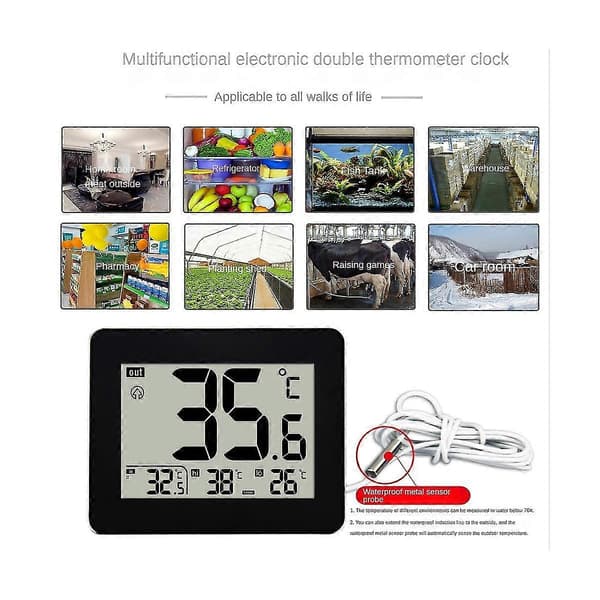 Digital Dubbel Termometer Utomhus Inomhus Termometer Äldre Barnrum Elektronisk Temperatur