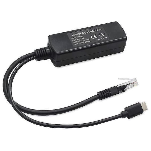 2-pack 5V Gigabit PoE Splitter, USB Typ C, 48V till 5V 2.4A Adapter, IEEE 802.3af Kompatibel