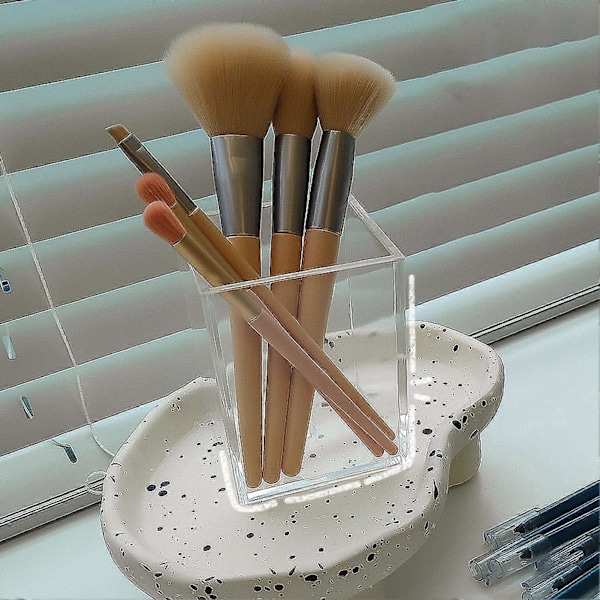 Opbevaringsboks Stor Kapacitet Høj Gennemsigtighed Firkantet Akryl Gennemsigtig Makeup Børsteholder til Hjemmet