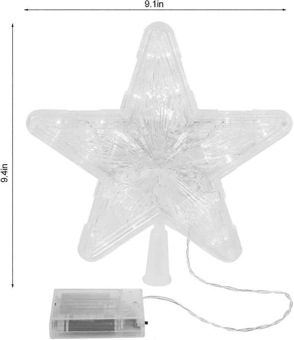 Julestjerne Trætop, 23 cm Stjerne Trætop Lys Med LED-lys