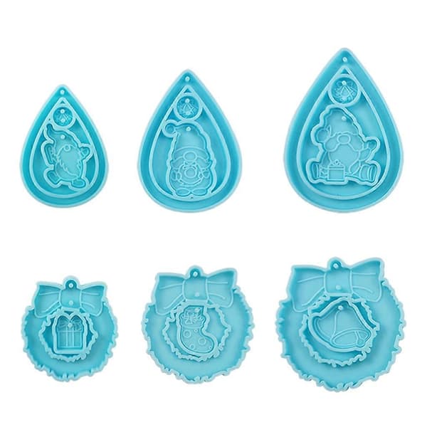 Juleøredobber Anheng Resin Form Øredråper Silikonformer DIY Blue B