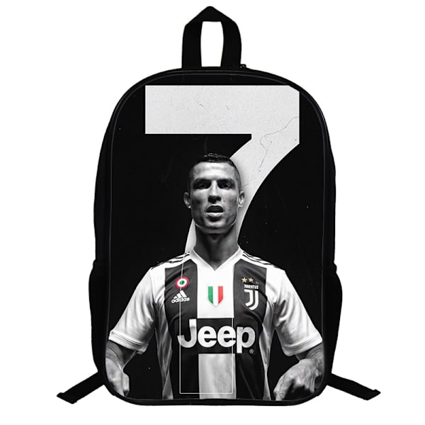 Ronaldo-mönstrad ryggsäck skolväska enkel lager väska
