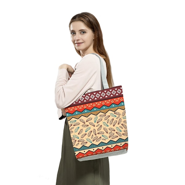 Håndtasker til Kvinder, Øko Genanvendelig Etnisk Stil Farverigt Geometrisk Mandala Mønster Bærbar 2022 Skuldertasker Shopper Tote Damer style 9