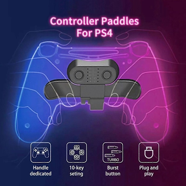 Ps4 Back Clip Extender Svart, Ps4 Kontroller Paddler Bakknapp Tilbehør/turbo Funksjon Fps/tilpasning Kartleggingsknapper/lyd Jack
