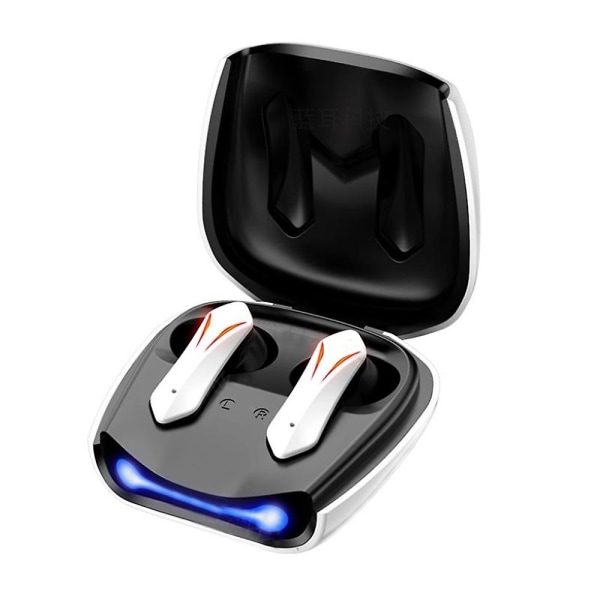 Wireless Gaming Earbuds, bluetooth 5.2 Earbud In-ear Gaming Headphones Auto Pairing Touch Enabled Cool Light hörlurar med mikrofon för PC Mobile Ga White