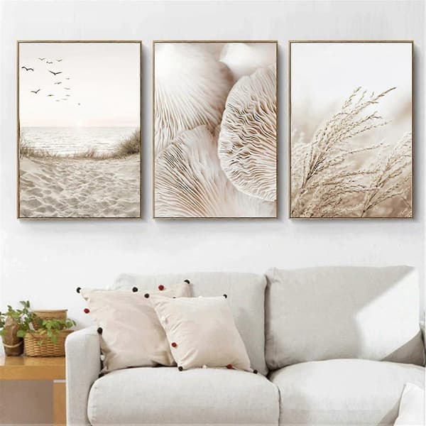 3 st Affischset Bilder Boho Strand Pampasgräs Konst Affisch Utan Ram Tryckta Bilder