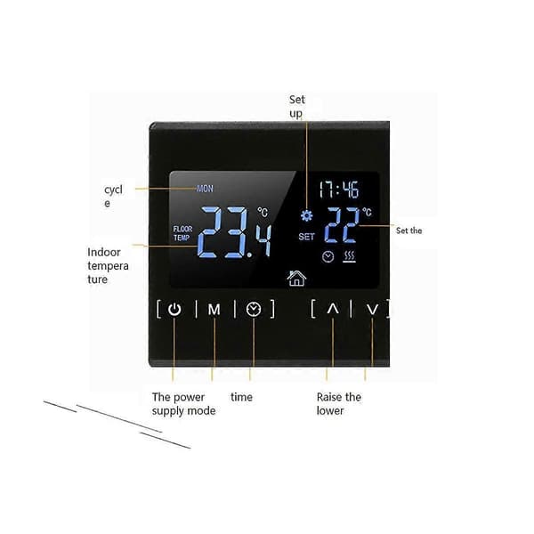 LCD Touchscreen Termostat Programmerbar Elektrisk Golvvärmesystem Termoregulator AC 85-250V (wh