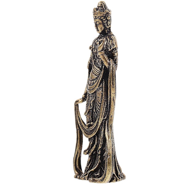 Bodhisattva-skrivebordsornament i messing, messinghåndverk, Bodhisattva-statue i messing, messingdekor