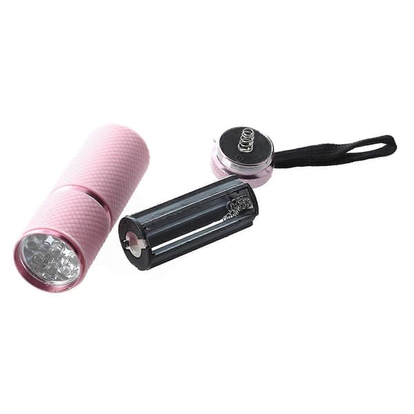 10x Mini Rosa Gummerad 9-led Ficklampa Utomhus