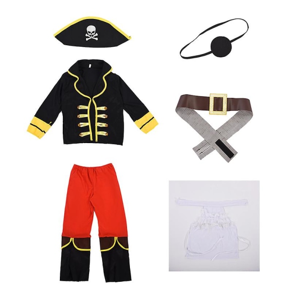 Halloween Pirate Costume Barn Disney Pirates Of The Caribbean Jack Cosplay Kostym För Pojke Tjej Karnevalsfest Uniform Kläder 110-120cm