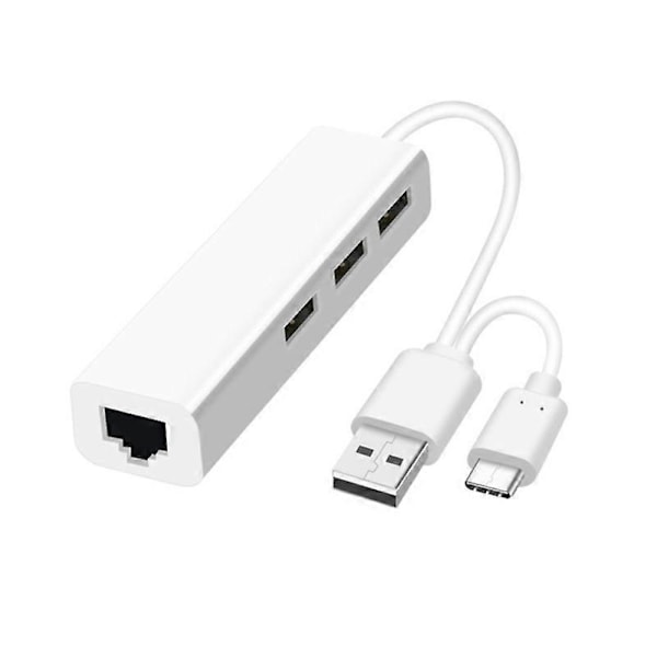 Kaksiporttinen USB Type-C 3 USB2.0 -porttia RJ45 Lan -verkkokortti Ethernet-sovitin Hub
