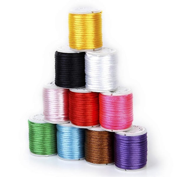 10 stk 2mm Nylon Håndstrikket Snor Perletråd (Tilfeldig Farge)