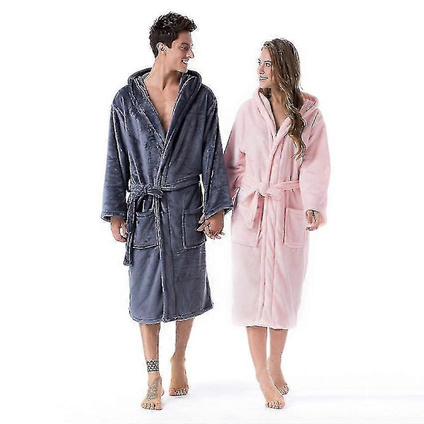 Numb Badrockar för Kvinnor, Resort Hotell Hem Spa Terry Badrock Fleece Badrock Plysch Lång Badrock med Huva pink 2XL