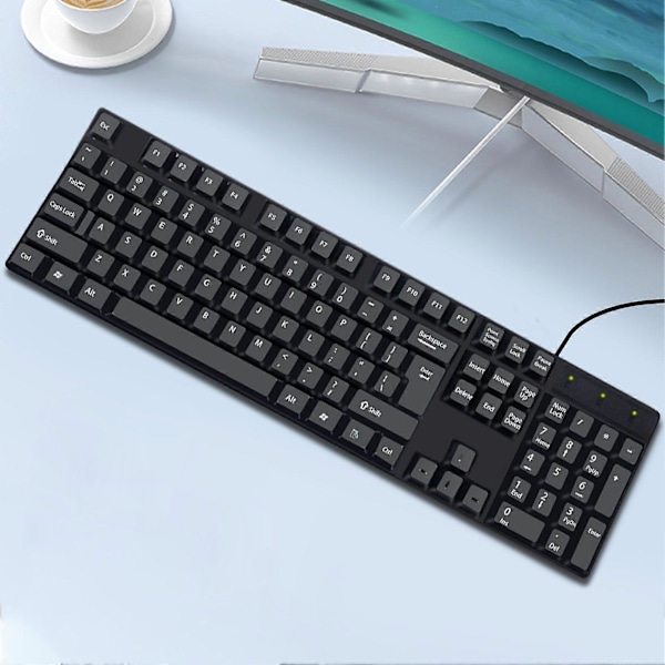 K1800 Trådbundet Tangentbord 104 Tangenter Fullstor Ergonomiskt Tyst USB Kontor Dator PC Tangentbord för Windows för Mac för OS
