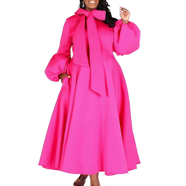 Naisten samettinen maksimekko, pitkät puffihihat, pyöreä pääntie, cocktail-juhlamekko Rose 2XL