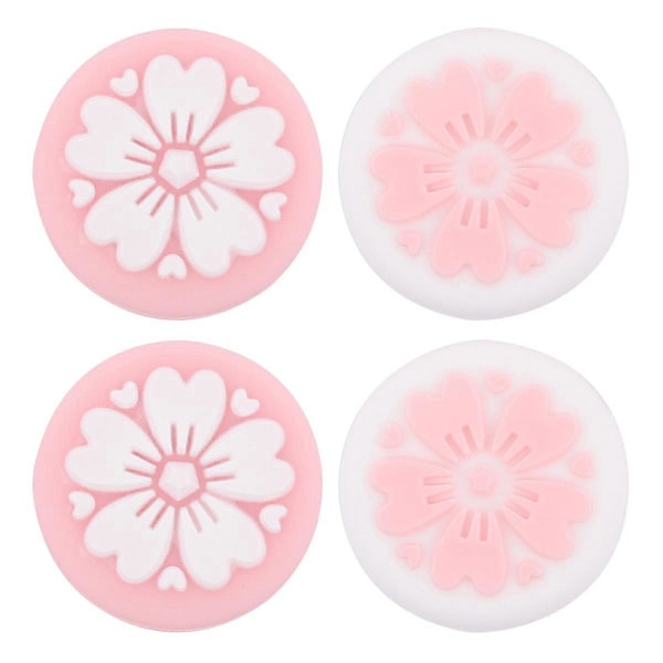 4 stk. Silikon Joystick Beskyttende Kirsebærblomst Joystick Grip Knapp Caps Deksel (Rosa)