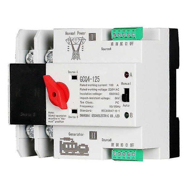 Enkeltfaset Din Skinne Ats Pc Dobbelt Automatisk Overførsel S 2p 63a Hold Overførsel S 5