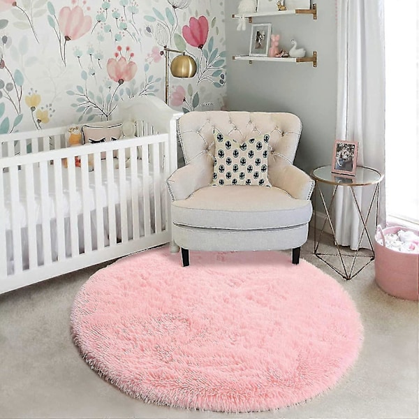 4x4 Fot Rosa Rund Matta För Sovrum, fluffig Cirkelmatta 4'x4' För Barnrum, lurvig Matta För Tonårsflickors Rum, raggig Cirkulär Matta För Barnkammare