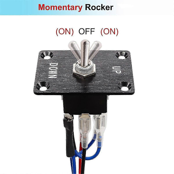 Vippströmbrytare Momentan 6-Pin 3-Positioner (ON)-Off-(ON) Upp/Ner Polaritetsomkopplare med Panel, Kablar och Kåpa