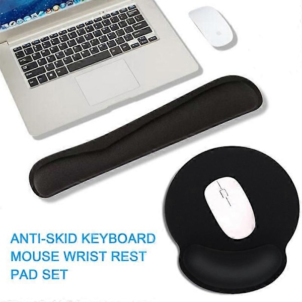 1 Set Tangentbords handledsstöd Vattentätt Ergonomisk Design Slitstarkt Andningsbart Supermjukt Stöd Handled Gummi Musmatta med Tangentbords handledsstöd
