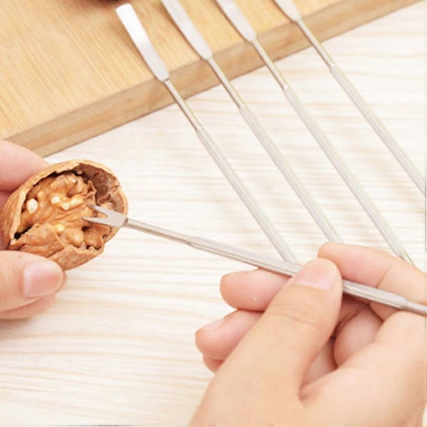 1 Sæt 10 Stk. Rustfrit Stål Seafood Gafler Multipurpose Nøddeplukkere (Sølv)