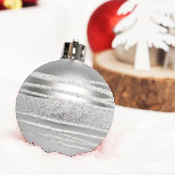 41-pack Julgranskulor, Stjärnmålade Julkulor, Julgran silver white