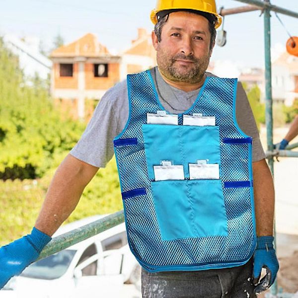 Isförpackningsväst Sommar Andningsbar Kylande Meshväst Med Fickor Portabel Kallväst För Fiske Löpning Cykling Återanvändbar Isväst