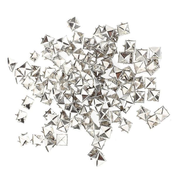 100 X Sølv Nitter Studs Firkantede Til Tasker/sko/handsker 9mm