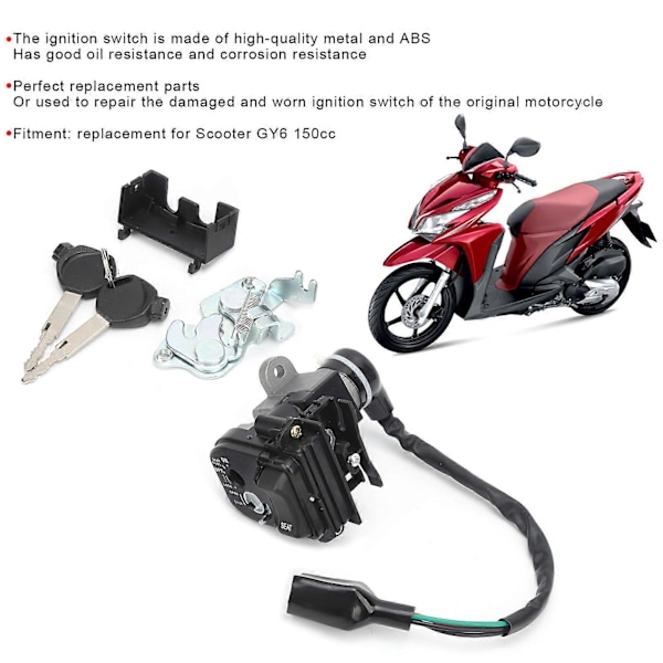 Tändningslåskoppling 4-trådsport Metall Korrosionsbeständighet för Scooter GY6 150cc