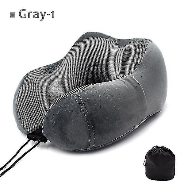 U-formad resekudde memory foam nackkudde tupplurskudde Gray