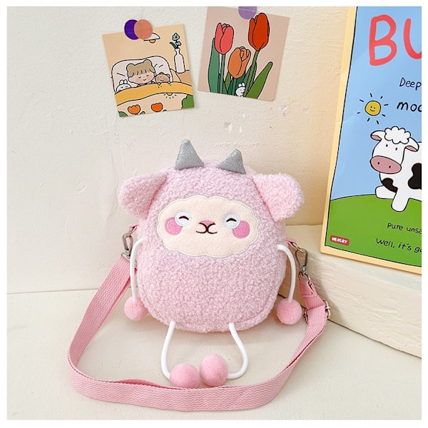 Sød Lille Får Plys Taske Kvinde Personlighed Dukke Crossbody Taske Børns Tegneserie En Skulder Dukke Taske style 3