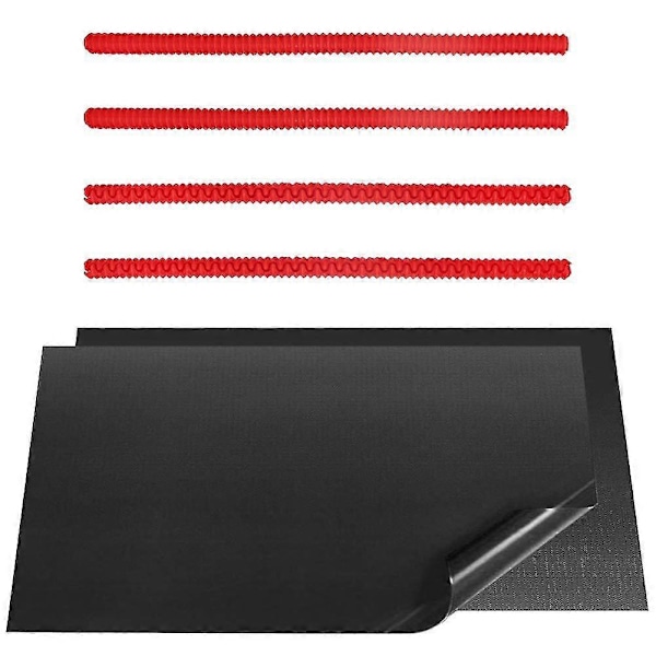 4 st Röda Ugnshylla Silikon Skydd + 2 st Non-Stick Ugnsmattor För Att Hålla Ugnen Ren A