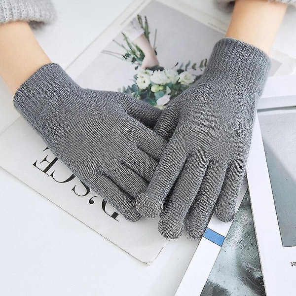 Cashmere Stickade Vinterhandskar för Dam Cashmere Stickade Dam Höst Vinter Varma Tjocka Handskar Pekskärmshandskar för Skidåkning Dark grey
