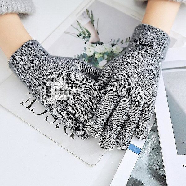 Cashmere strikkede vinterhansker for kvinner Cashmere strikkede varme tykke hansker for kvinner høst og vinter med berøringsskjerm for ski Dark grey