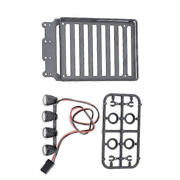 Metal Tagbagagebærer med Spotlight LED-lys til Axial Scx24 1/24 Rc Crawler Car U
