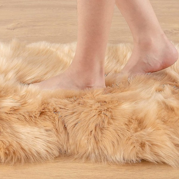 Tflycqluxury Mjukt Fuskfårskinnsöverdrag för Stol Sittdyna Plysch Pälsområdesmattor För Sovrum, 2ft X 3ft, Vit
