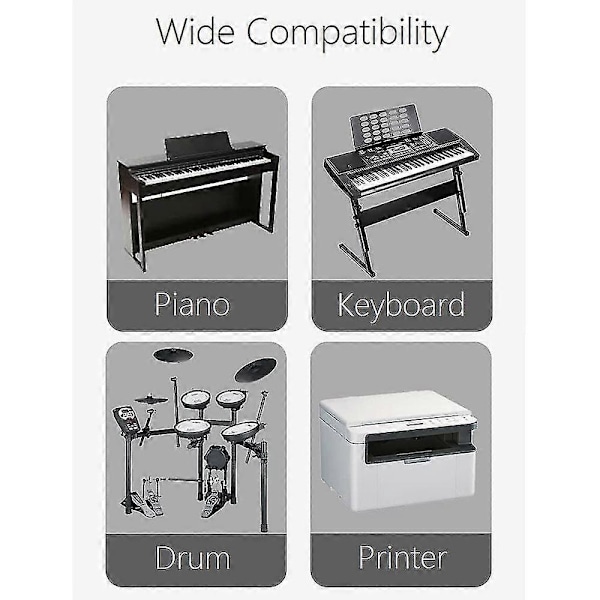 4 Pak USB C til USB B Adapter, Type C til USB Midi Adapter Kompatibel Midi Controller, Midi Keyboard, audio Interface, sølvgrå