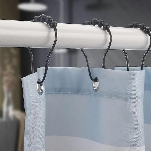 Duschdraperikrokar Ringar Metall Duschdraperikrokar Ringar för Badrum Duschstänger Draperier Set om 12 Svart