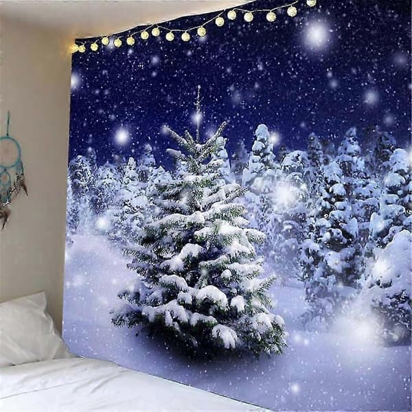 Väggbonad med jultema för rum, 3D-polyestertapeter, studentrum 04 Blue Snow