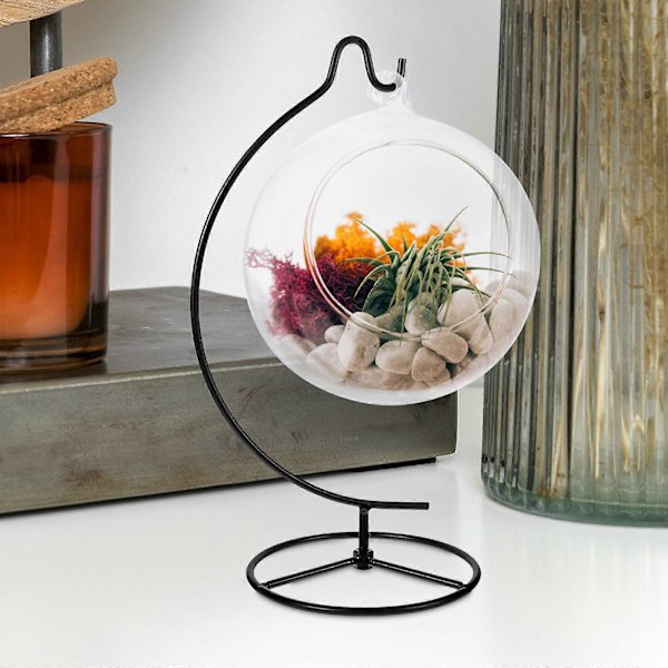 Ornament Display Stativ Hållare Järn Hängande Krok Hållare Rack för Hängande Glasglob Luftväxt
