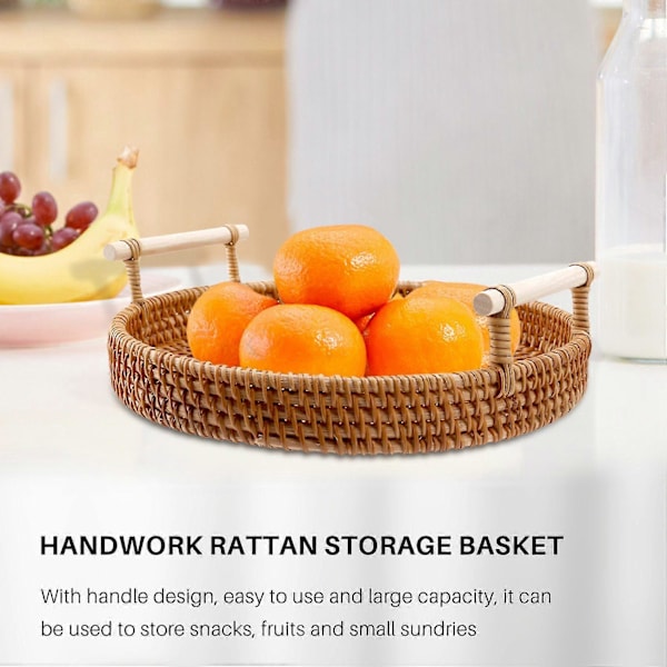 Stor Bricka, Rund Korg Med, Vävd, Bricka Korg Bröd Frukt Fo