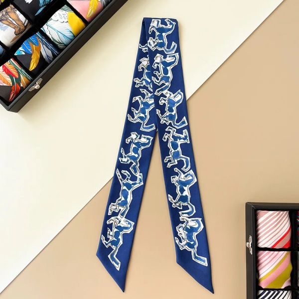 100% silke 18M sidenscarf pannband väska behandlad dekorativt filament pannband Blue Horse